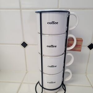 Signature Black and White Stacking Coffee Mug Set